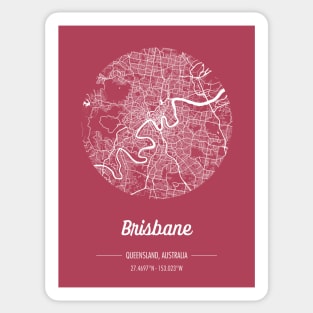 City map in red: Brisbane, Queensland, Australia with retro vintage flair Sticker